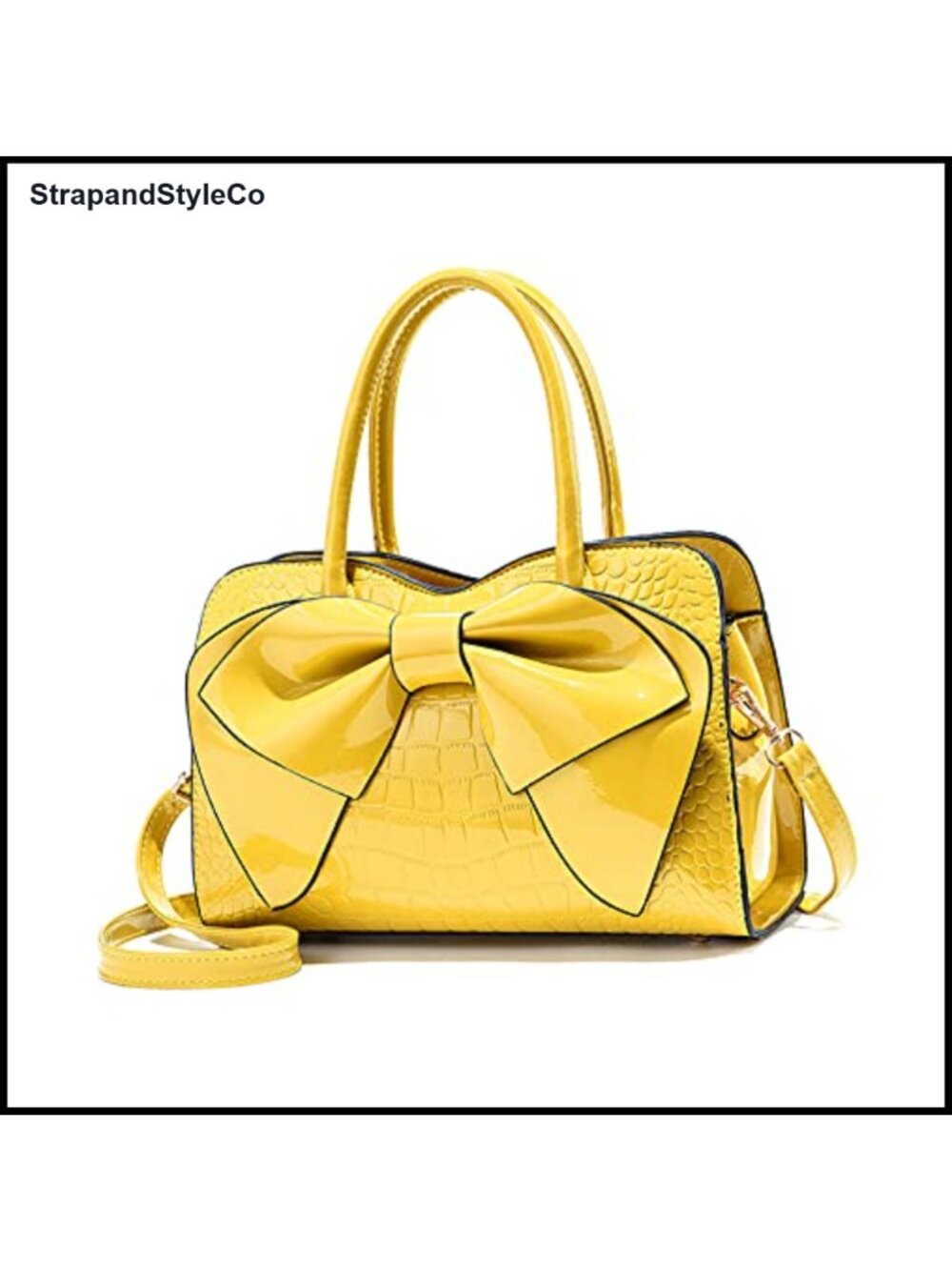 Faux Leather Top Handle Satchel Crossbody Tote with Bow